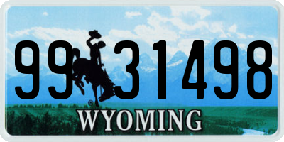 WY license plate 9931498