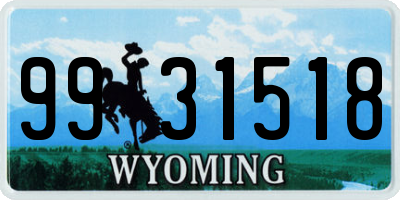 WY license plate 9931518