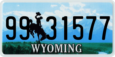 WY license plate 9931577