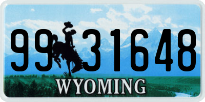 WY license plate 9931648