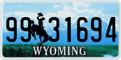 WY license plate 9931694