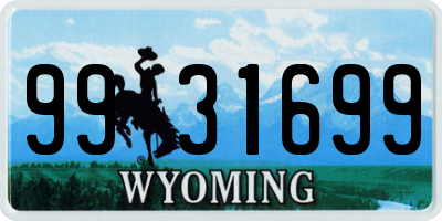 WY license plate 9931699