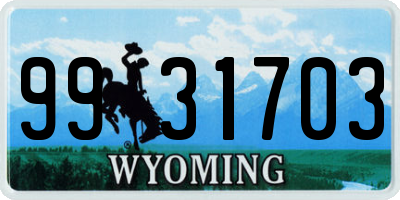 WY license plate 9931703