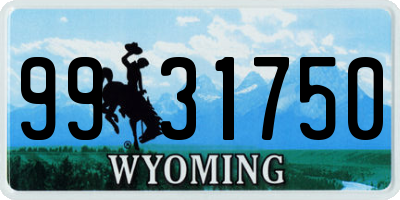 WY license plate 9931750