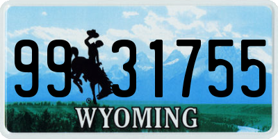 WY license plate 9931755