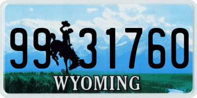 WY license plate 9931760
