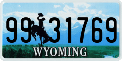 WY license plate 9931769
