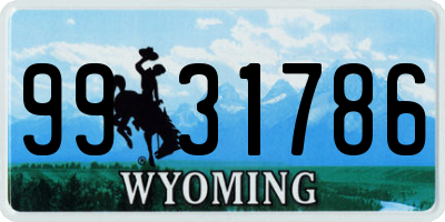 WY license plate 9931786