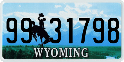WY license plate 9931798