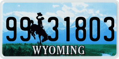 WY license plate 9931803