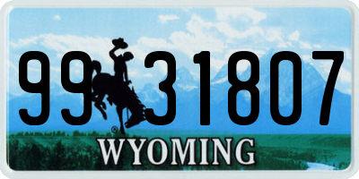 WY license plate 9931807