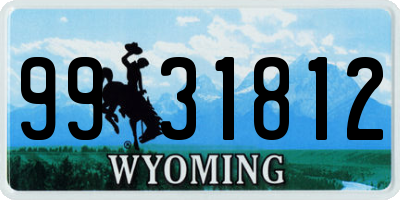WY license plate 9931812