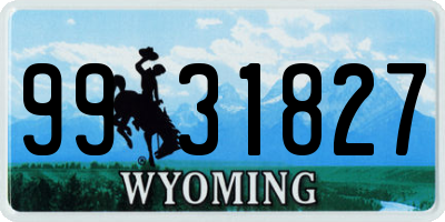 WY license plate 9931827
