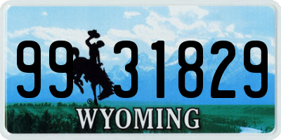 WY license plate 9931829