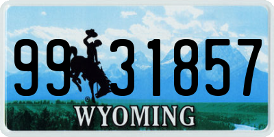 WY license plate 9931857