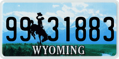 WY license plate 9931883