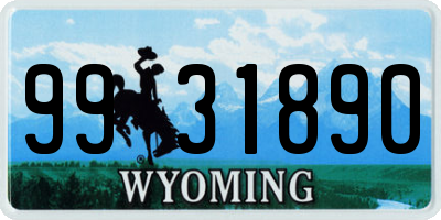 WY license plate 9931890