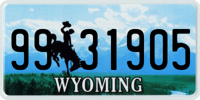 WY license plate 9931905