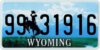 WY license plate 9931916