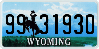 WY license plate 9931930