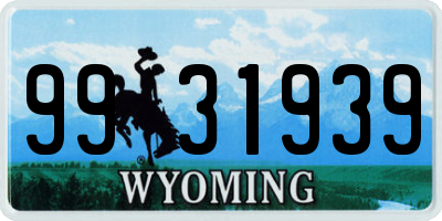 WY license plate 9931939
