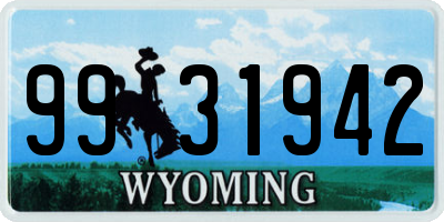 WY license plate 9931942