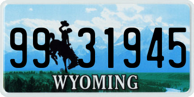 WY license plate 9931945