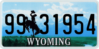 WY license plate 9931954