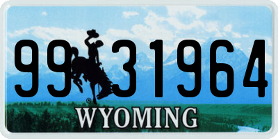 WY license plate 9931964