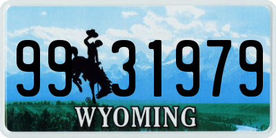 WY license plate 9931979