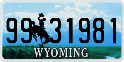 WY license plate 9931981