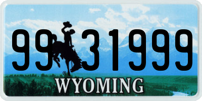 WY license plate 9931999