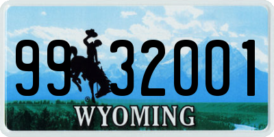 WY license plate 9932001