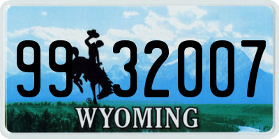 WY license plate 9932007