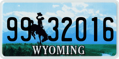 WY license plate 9932016