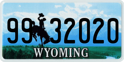 WY license plate 9932020