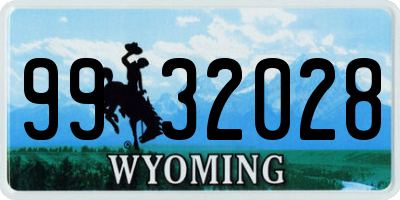 WY license plate 9932028