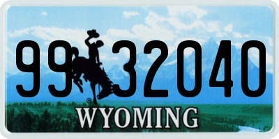 WY license plate 9932040