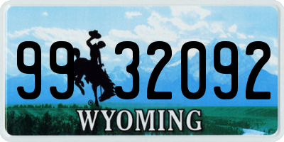 WY license plate 9932092