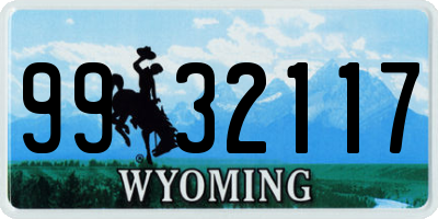 WY license plate 9932117