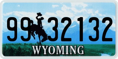 WY license plate 9932132