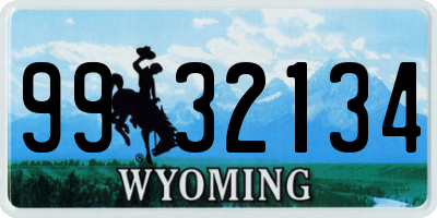 WY license plate 9932134