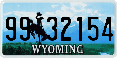WY license plate 9932154