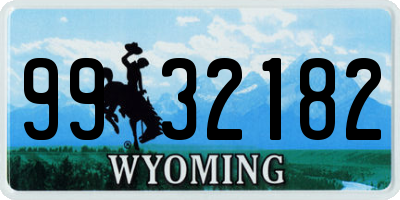 WY license plate 9932182