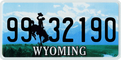 WY license plate 9932190