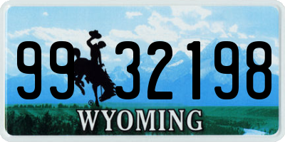 WY license plate 9932198