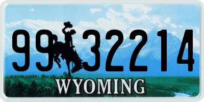 WY license plate 9932214