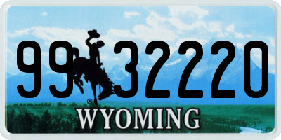 WY license plate 9932220