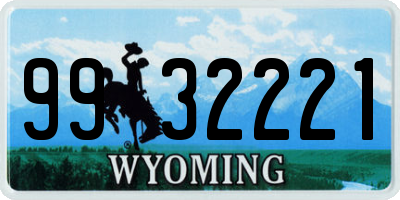 WY license plate 9932221