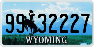 WY license plate 9932227